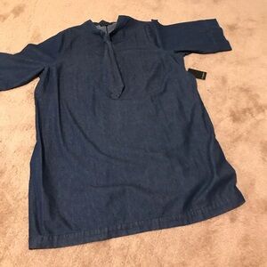 Women’s denim dress with snap buttons and tye